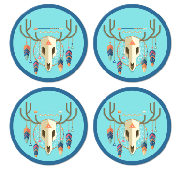 dessous de verre tres moderne Style boho de crâne - TenStickers