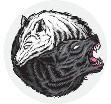 Dessous de verre geek têtes de loups contrastées - TenStickers
