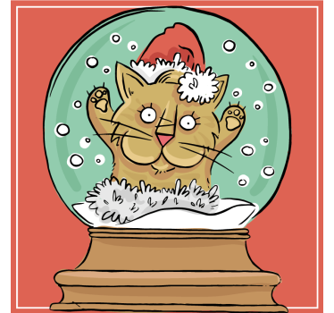 Dessous de verre noël boule à neige chat festif - TenStickers