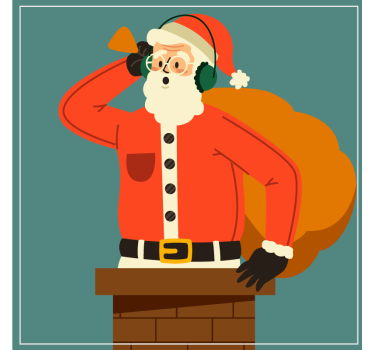 Dessous de verre noël père noël à l'écoute cheminée - TenStickers