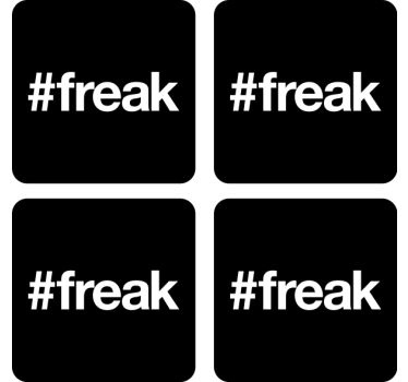 Dessous de verre geek fond noir avec hashtag - TenStickers