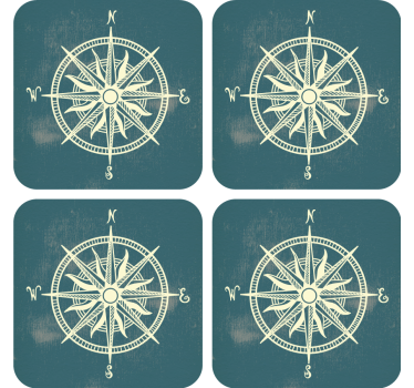 dessous de verre forme vintage Compas sur la carte du monde - TenStickers
