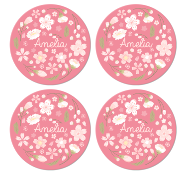 dessous de verre personnalisable Fleurs de cerisier avec nom - TenStickers