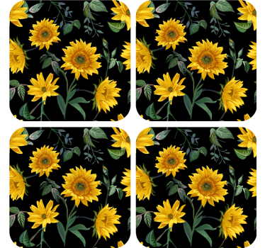 Dessous de verre moderne motif floral tournesol - TenStickers