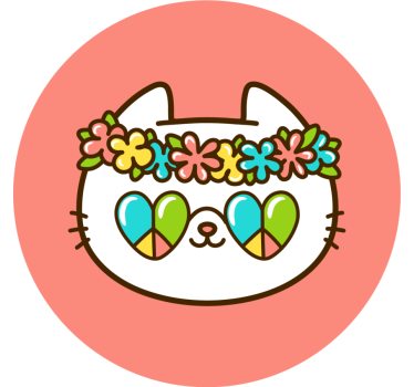 Dessous de verre geek chat couronné de fleurs - TenStickers