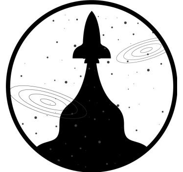 Dessous de verre geek silhouette de fusée avec étoiles - TenStickers