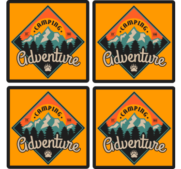 Dessous de verre citation aventure en camping - TenStickers