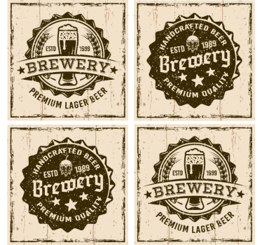 Dessous de verre bière design badge brasserie vintage - TenStickers