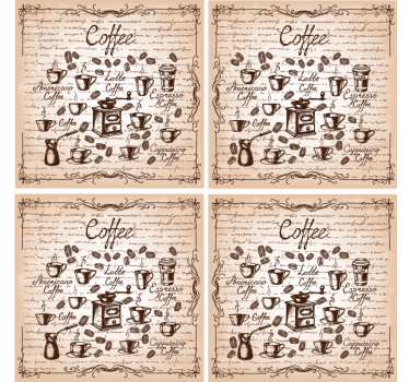 Dessous de verre personnalisable illustration des cafés - TenStickers