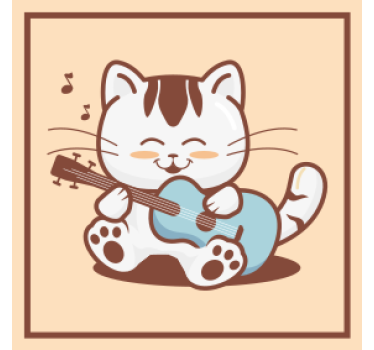 Dessous de verre geek chat joyeux jouant de la guitare - TenStickers