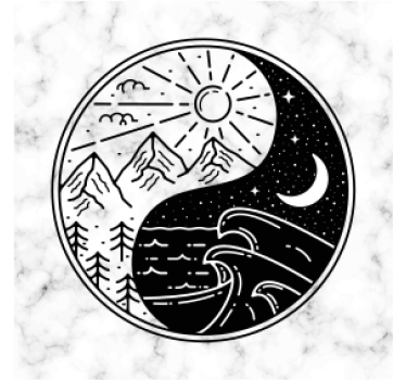 Dessous de verre geek contraste montagne et vague - TenStickers