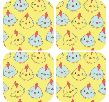 Dessous de verre geek visages de poules mignons - TenStickers