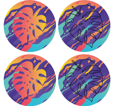 Sous-verre art abstrait avec une feuille colorée - TenStickers