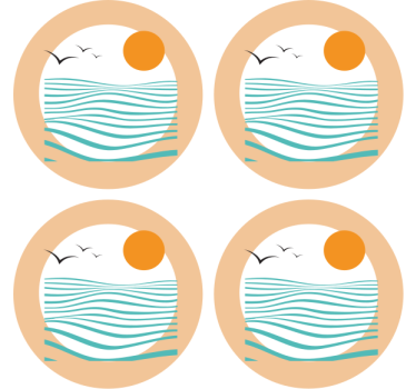 Dessous de verre moderne motif vague coucher de soleil - TenStickers