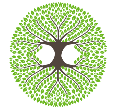 Dessous de verre geek silhouette d'arbre vert luxuriant - TenStickers