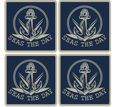 Dessous de verre personnalisable Conception d'ancre bleue - TenStickers