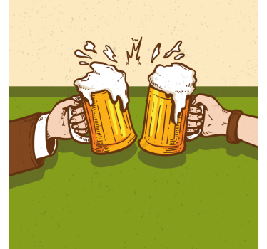 Dessous de verre bière mugs de bière qui s'entrechoquent - TenStickers