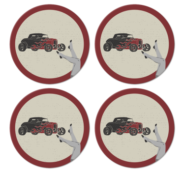 Dessous de verre vintage rod de feu flamboyant - TenStickers