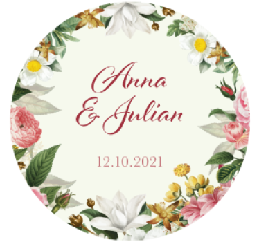 Dessous de verre mariage floral personnalisé - TenStickers