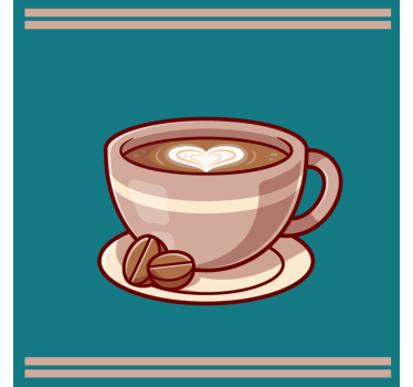 Dessous de verre moderne tasse à café avec cœur - TenStickers
