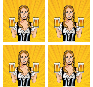 Dessous de verre bière femme joyeuse avec des bières - TenStickers