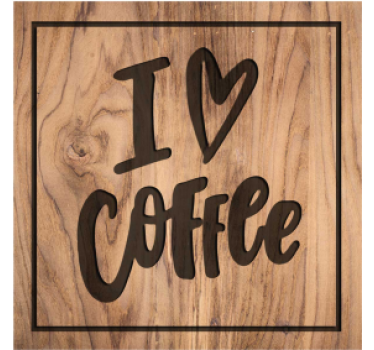 Dessous de verre citation amour du café en bois - TenStickers