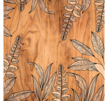 Dessous de verre grain bois naturel avec contour floral - TenStickers
