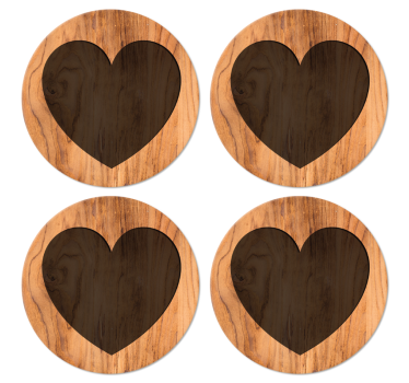 Dessous de verre avec motif Coeur avec texture en bois - TenStickers