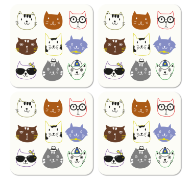 Dessous de verre pour les bizarres Chats drôles colorés mignons - TenStickers