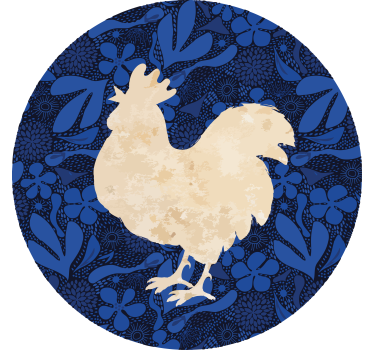 Dessous de verre vintage silhouette florale coq - TenStickers