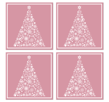 Dessous de verre pour noel Arbre de fête sur rose - TenStickers