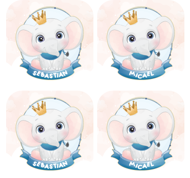 Dessous de verre personnalisable portraits d'éléphants - TenStickers