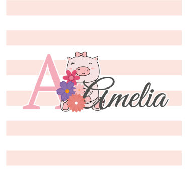 Dessous de verre personnalisable cochon espiègle avec fleurs - TenStickers