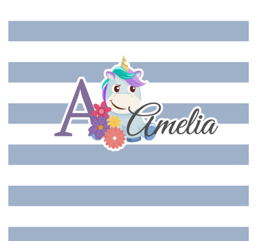 Dessous de verre personnalisable licorne et initiale florale - TenStickers