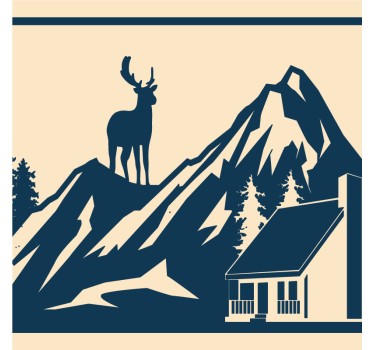 Dessous de verre vintage scène de montagne avec cerf - TenStickers