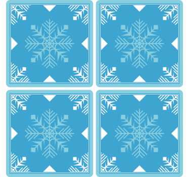 Dessous de verre pour noel Tons bleus de flocons de neige - TenStickers