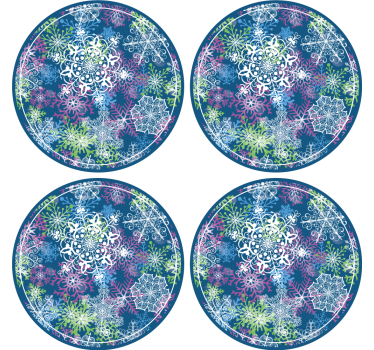 Dessous de verre Noël flocons de neige illuminés sur fond bleu - TenStickers