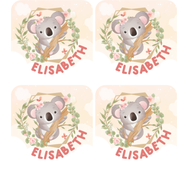 Dessous de verre personnalisable koala mignon avec fleurs - TenStickers