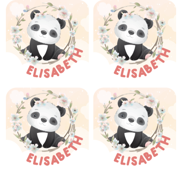 Dessous de verre personnalisable panda avec accents floraux - TenStickers