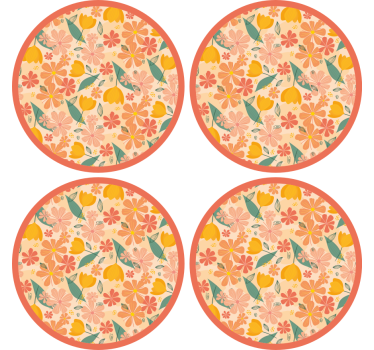 Dessous de verre surface ronde à motif floral - TenStickers