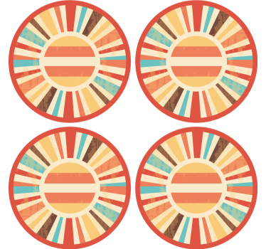 Dessous de verre forme vintage Rayons de soleil rétro colorés - TenStickers