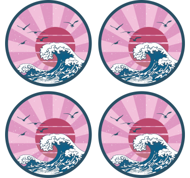 Dessous de verre geek design vagues océaniques rétro - TenStickers
