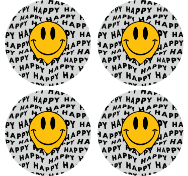 Dessous de verre citation visage souriant heureux - TenStickers