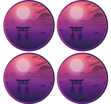 Dessous de verre moderne paysage de coucher de soleil serein - TenStickers