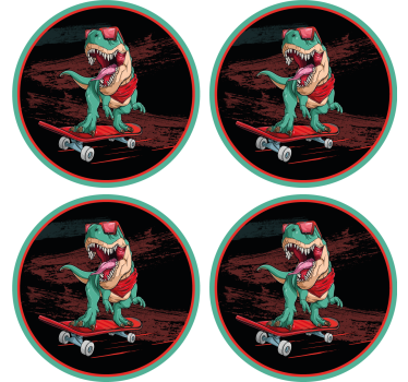 Dessous de verre geek dinosaure skateur graphique - TenStickers