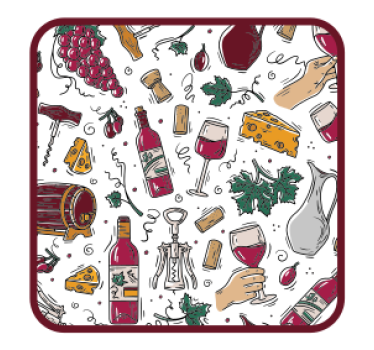 Dessous de verre bière bouteilles vin raisins fromage - TenStickers