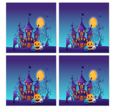 Cimetière effrayant avec des chauves-souris et des citrouilles - TenStickers
