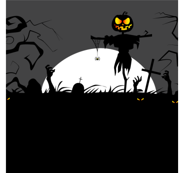 Dessous de verre halloween Épouvantail avec citrouille - TenStickers