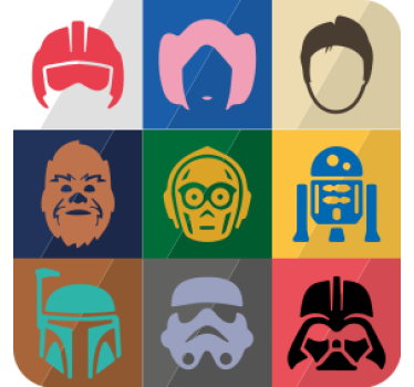 Dessous de verre geek visages de personnages emblématiques - TenStickers
