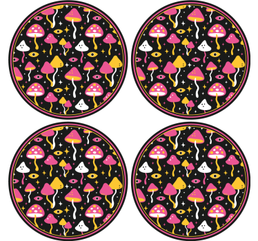 Dessous de verre geek motif champignons colorés - TenStickers